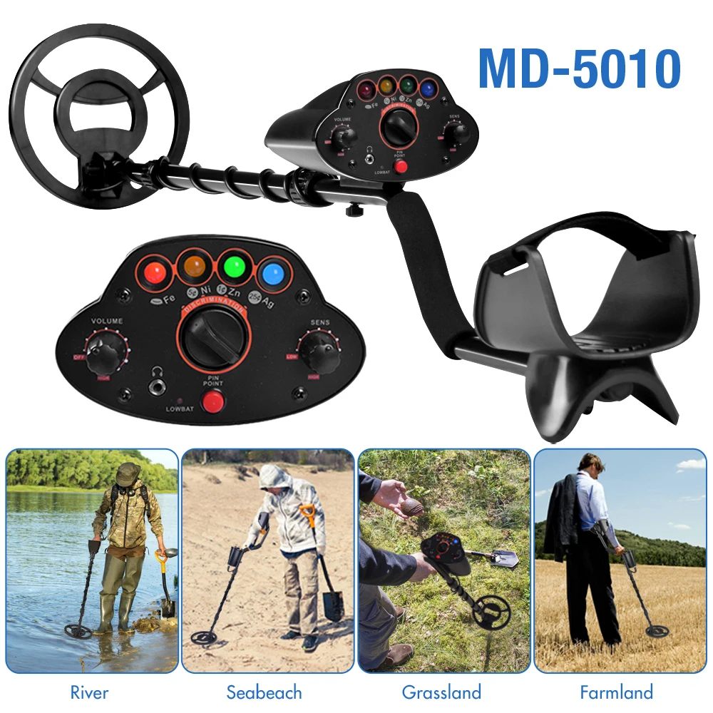 MD-5010 Professional Underground Metal Detector 4Colors LED Lights High Accurancy Sensitivity Pinpointer Hunter Tool Waterproof