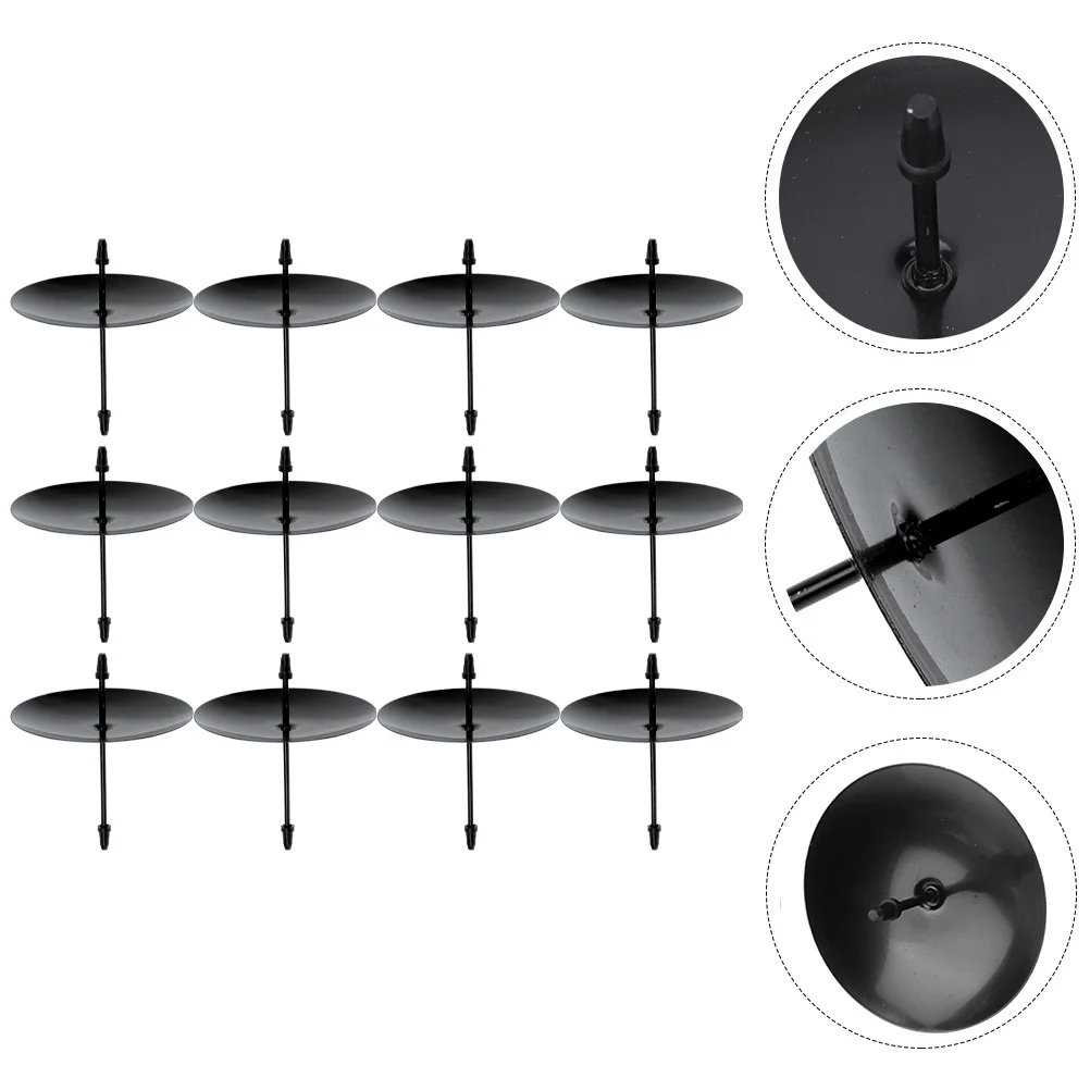 12pcs Fixators Iron Black Advent Wreath Holders Large Diameter Wax Catching Sturdy Decorative Stand For Christmas