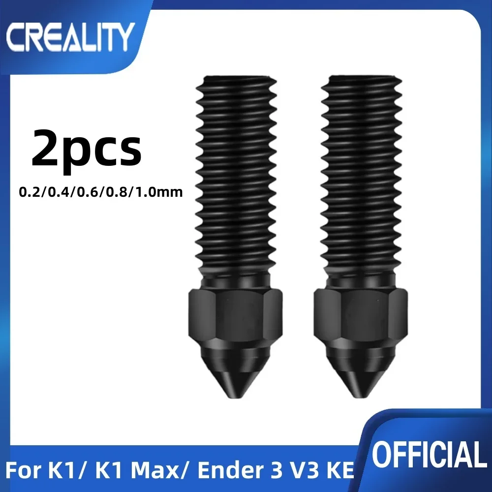 Creality 2PCS K1 Hardened Steel Nozzle 3D Printer 0.2/0.4/0.6/0.8mm Nozzles for K1, K1 Max, Ender 3 V3 KE, CR-10 SE, CR-M4