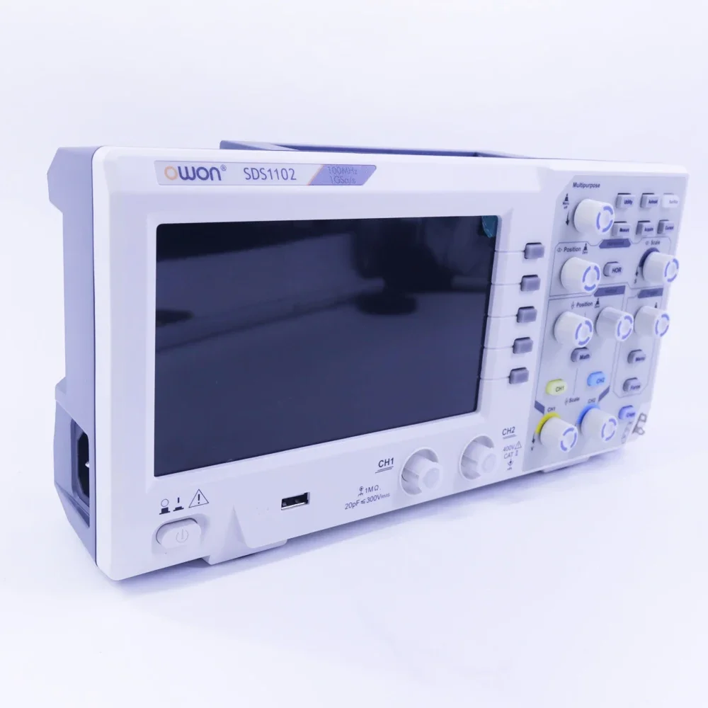 Owon SDS1102 Digital Oscilloscope 5mV/Div 2 Channel 100MhZ Bandwidth 1GS/s Sampling Rate 7-inch TFT Storage Desktop Oscilloscope