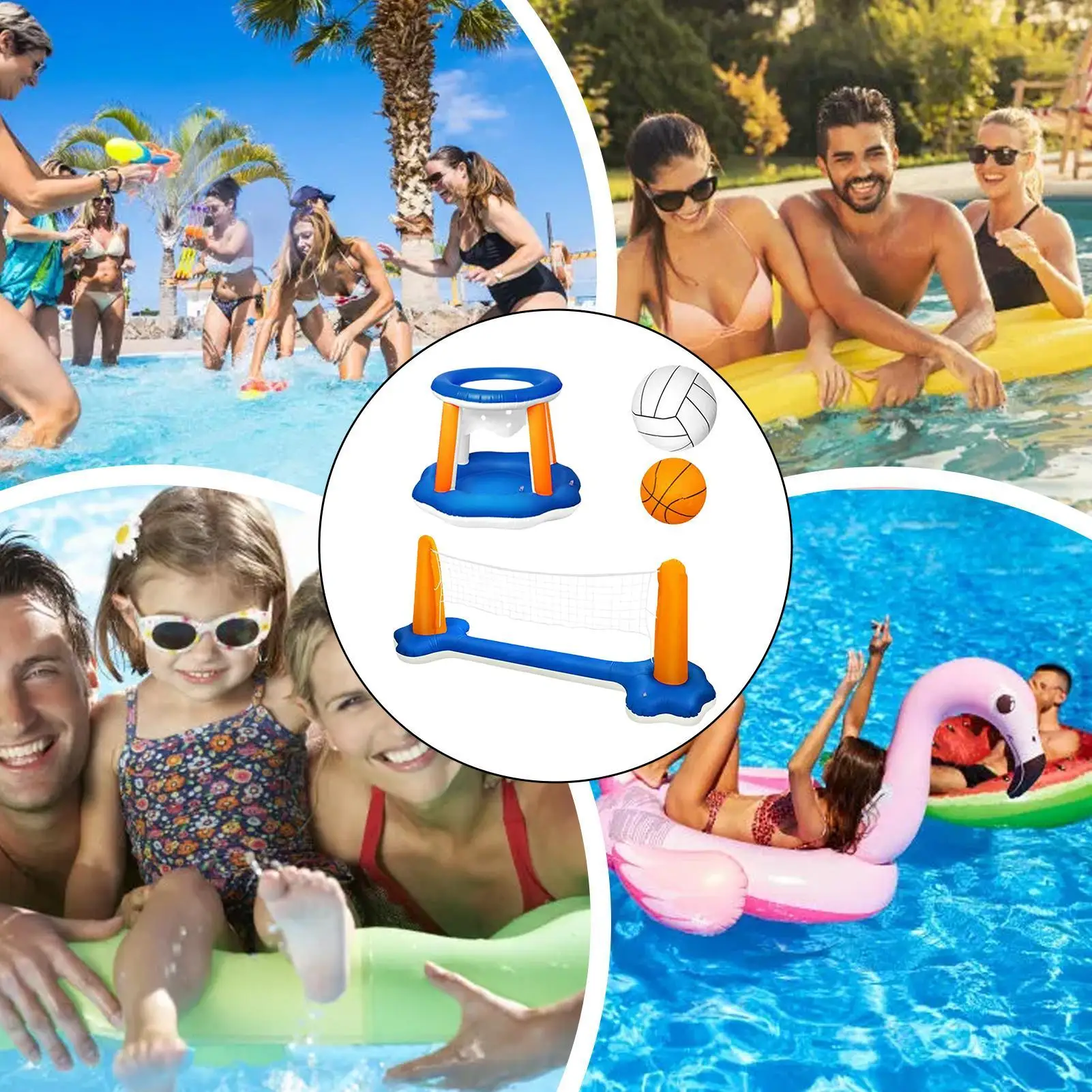 Volleybal voor zwembad Drijvend zwemspel Speelgoed Verstelbaar Grappig drijvend buitenbalspeelgoed voor entertainment Strand Recreatief