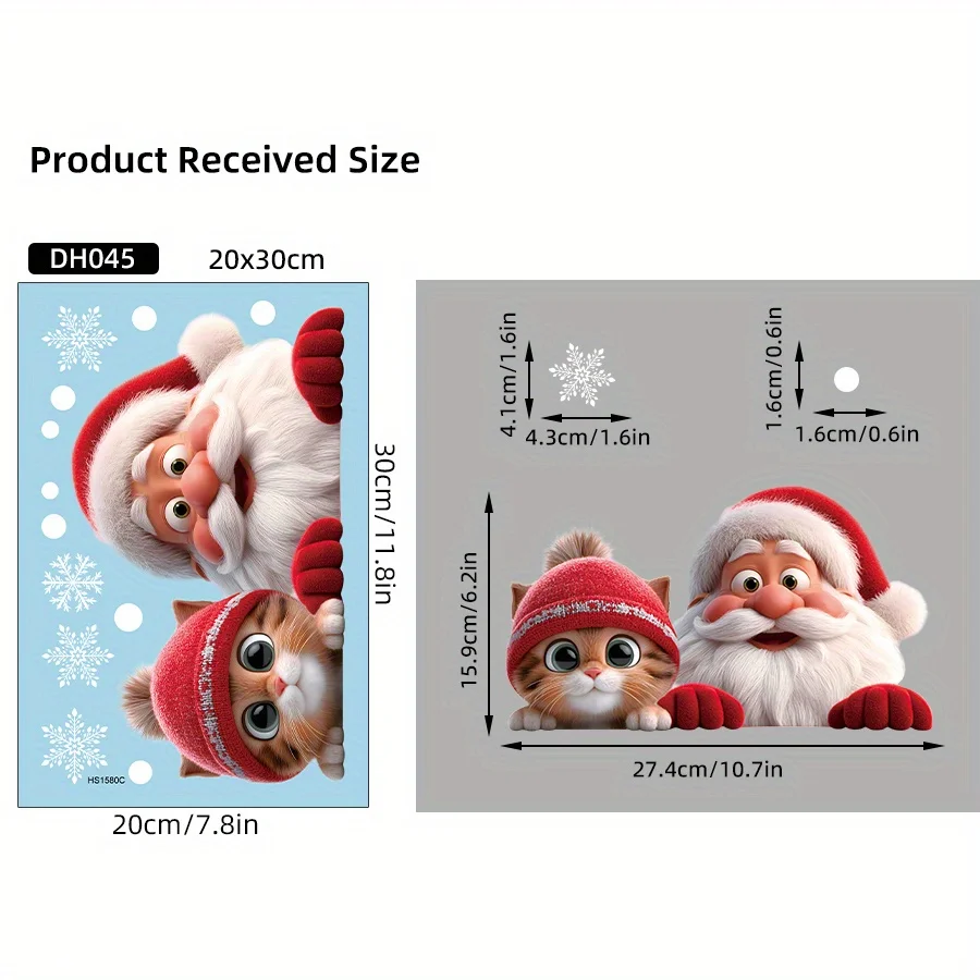 Santa Claus Glass Sticker for Window Decoration, Removable