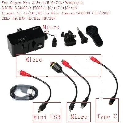 Cargador de batería a prueba de agua para GoPro Hero 10/11/12/9/8/5200, caja de carga para Cámara de Acción SJ8 H9, 7/5 mAh