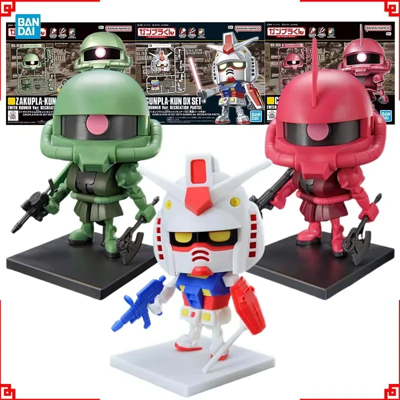 

In stock Bandai Gundam Model Kit Gunpla-Kun DX Set Zakupla-Kun Char Zaku-Kun Action Figure Gunpla Anime Figures Toys Boys Gift