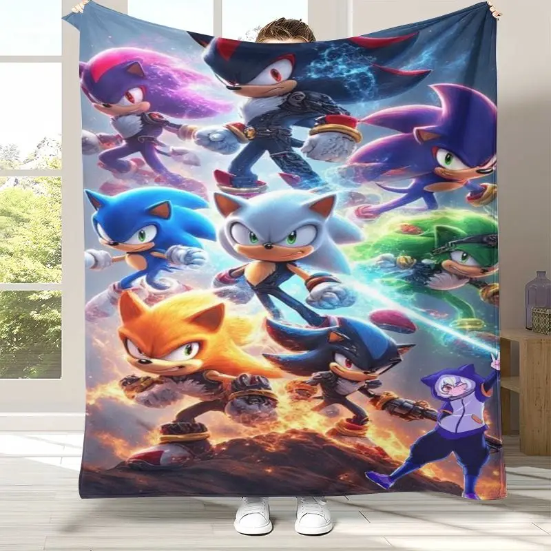 Vintage S-Sonic Rings K-Knuckles Game Flannel Throw Blanket,Cozy Warm Blanket for Bed,Sofa,Living Room,Picnic,Camping,Home Decor