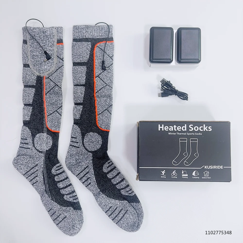 New Heated Socks Rechargeable 6000mah Electric Heated Skiing Socks Snowboarding Outdoor Sports Foot Warmer Winter Thermal Socks view 6