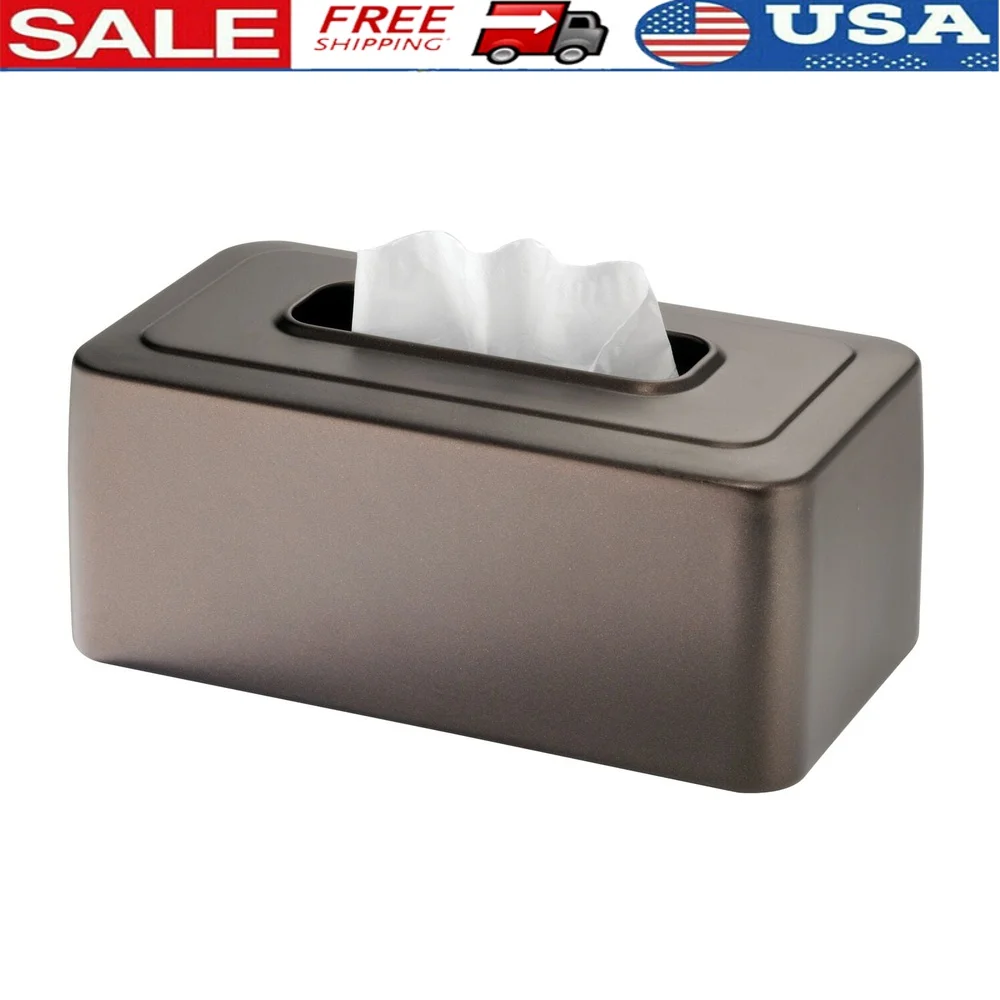 

Cameo Tissue Box Holder Bronze Durable Steel Non Skid Base Elegant Design Fits Standard Boxes Home Office Bathroom Living Room