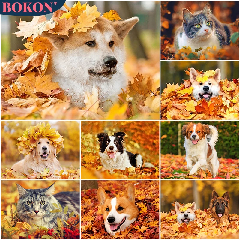 

DIY Diamond Painting Animal Cat Dog Maple Leaf Full Round Square Diamond Embroidery Mosaic Art Cross Stitch Set Home Decoration