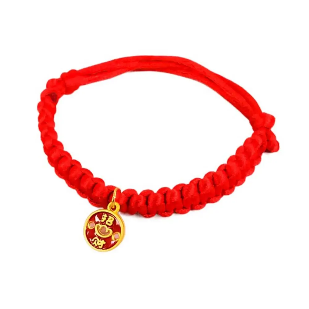 

Traditional Red Rope Braided Cat Collar Adjustable Chinese Style Fortune Bell Cat Collar Lucky Bless Cat Weave Necklace New Year