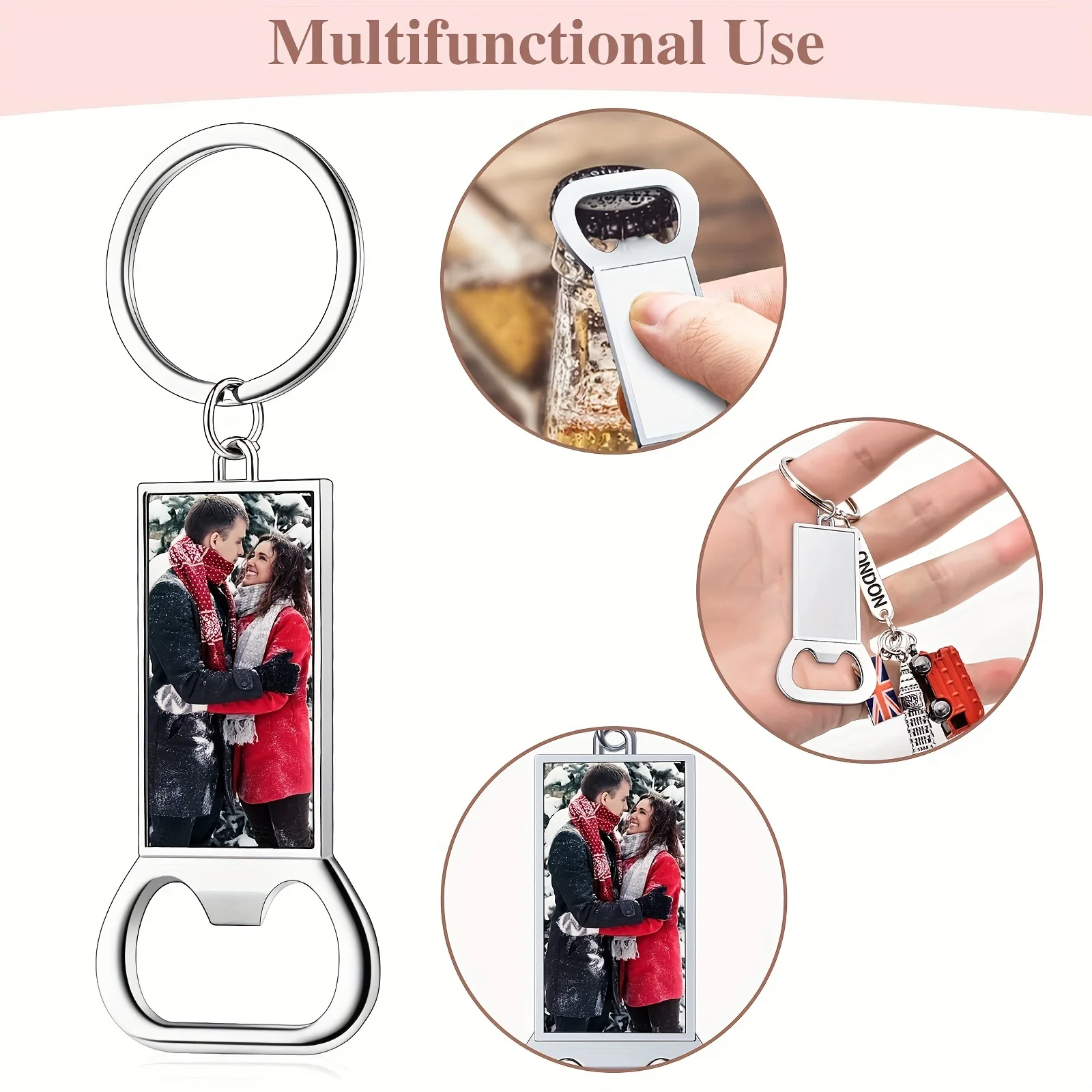 10 Stück Sublimations-Schlüsselanhänger Blanko DIY Personalisierter Flaschenöffner für Aluminium Wärmeübertragung Foto Geschenkbox