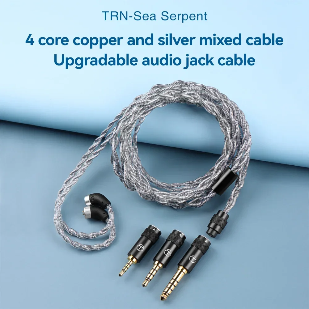 TRN Sea Serpent 3w1 2,5+3,5+4,4mm wtyczka HIFI kabel do aktualizacji słuchawek 4 rdzeń miedź srebrna mieszana ulepszona mysz