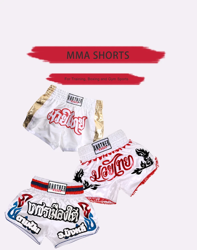 Boxkampf-Shorts für Männer und Frauen, Patchwork-Farbe, schmal geschnitten, MMA, Muay-Thai-Shorts, Herren, Kickbox-Kleidung, Kampfsport-Shorts – Detail 4