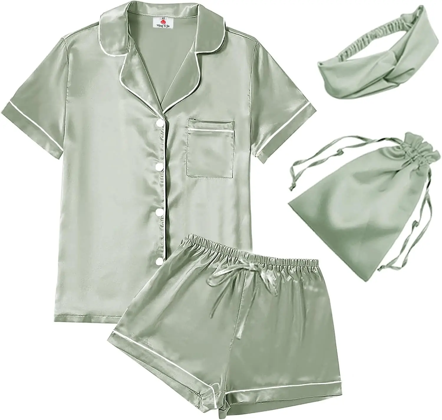 

Комплект из 4 предметов: женские атласные шелковистые пижамы с коротким рукавом, размеры XS-4XL, с цветочным принтом, мягкий домашний костюм для сна и отдыха