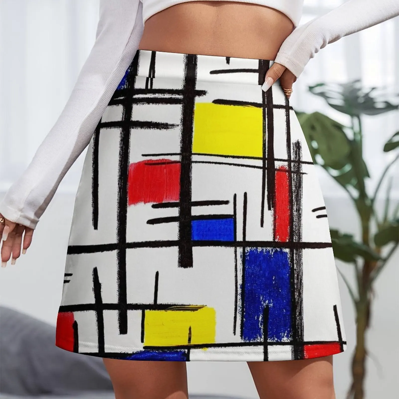 Mondrian Minimalist De Stijl Modern Art ? epitomegirl Mini Skirt Clothing female Skirt pants kawaii skirt Mini