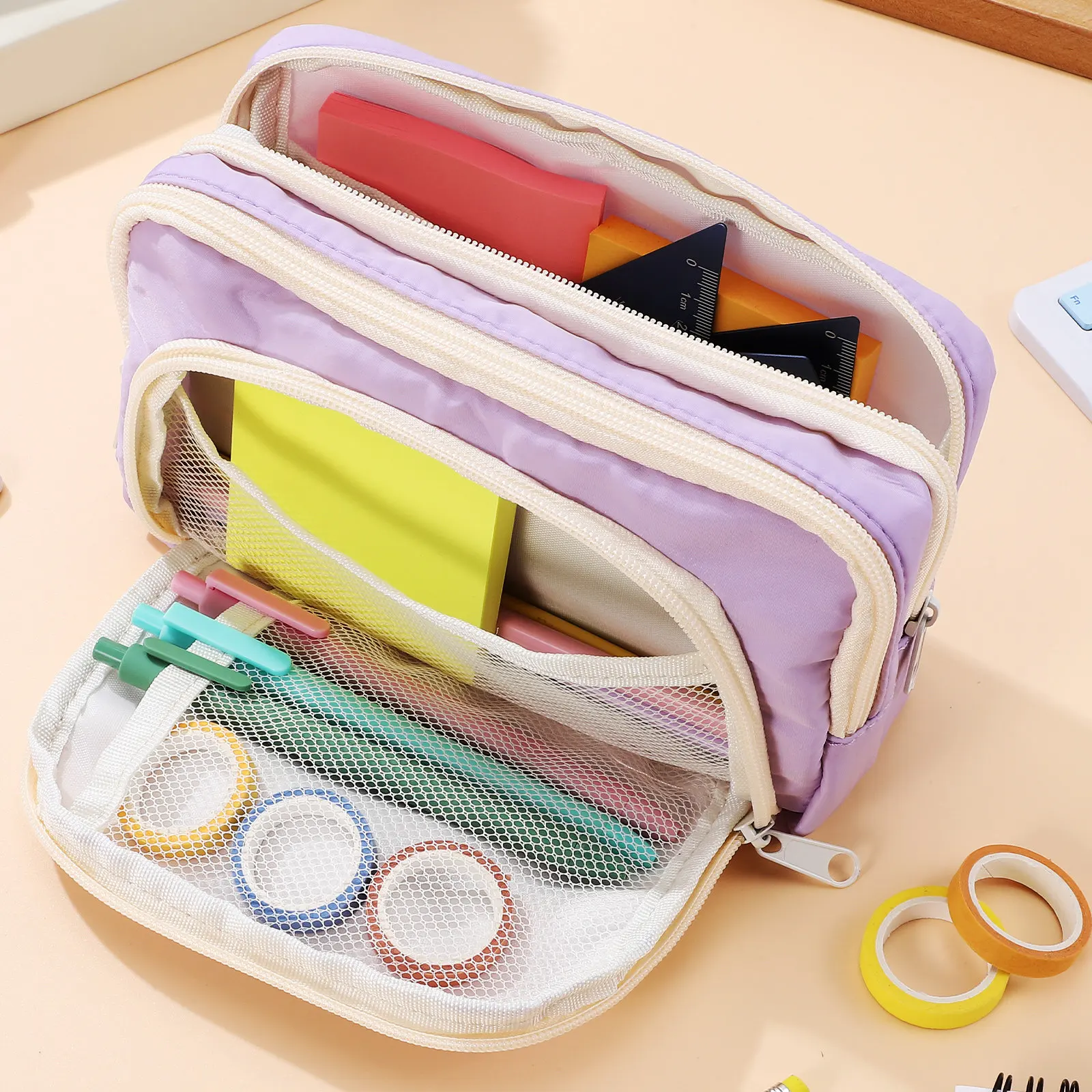 

Extra Spacious Pencil Case Stylish Washable Pen Pouch with Multiple Compartments Ideal for Students Professionals Daily Use