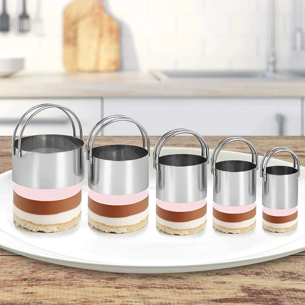 for Professional Grade Stainless Steel Cookie Cutters 5 Piece Set for Accurate Shaping of Cookies Scones and Bakery Style