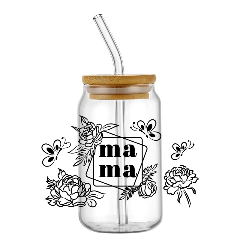 

Mama Print Uv dtf Cup Wraps Mom UV DTF Wrap Waterproof Personalized UV DTF Stickers for Glass Cups Mother's Day Gift