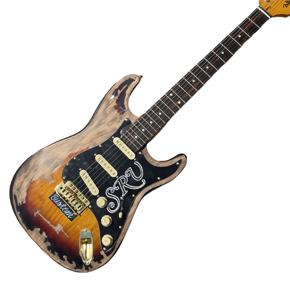 

Made in China, old do old ST electric guitar, gold hardware, fingerboard Rosewood, 3 single pickups, free shipping