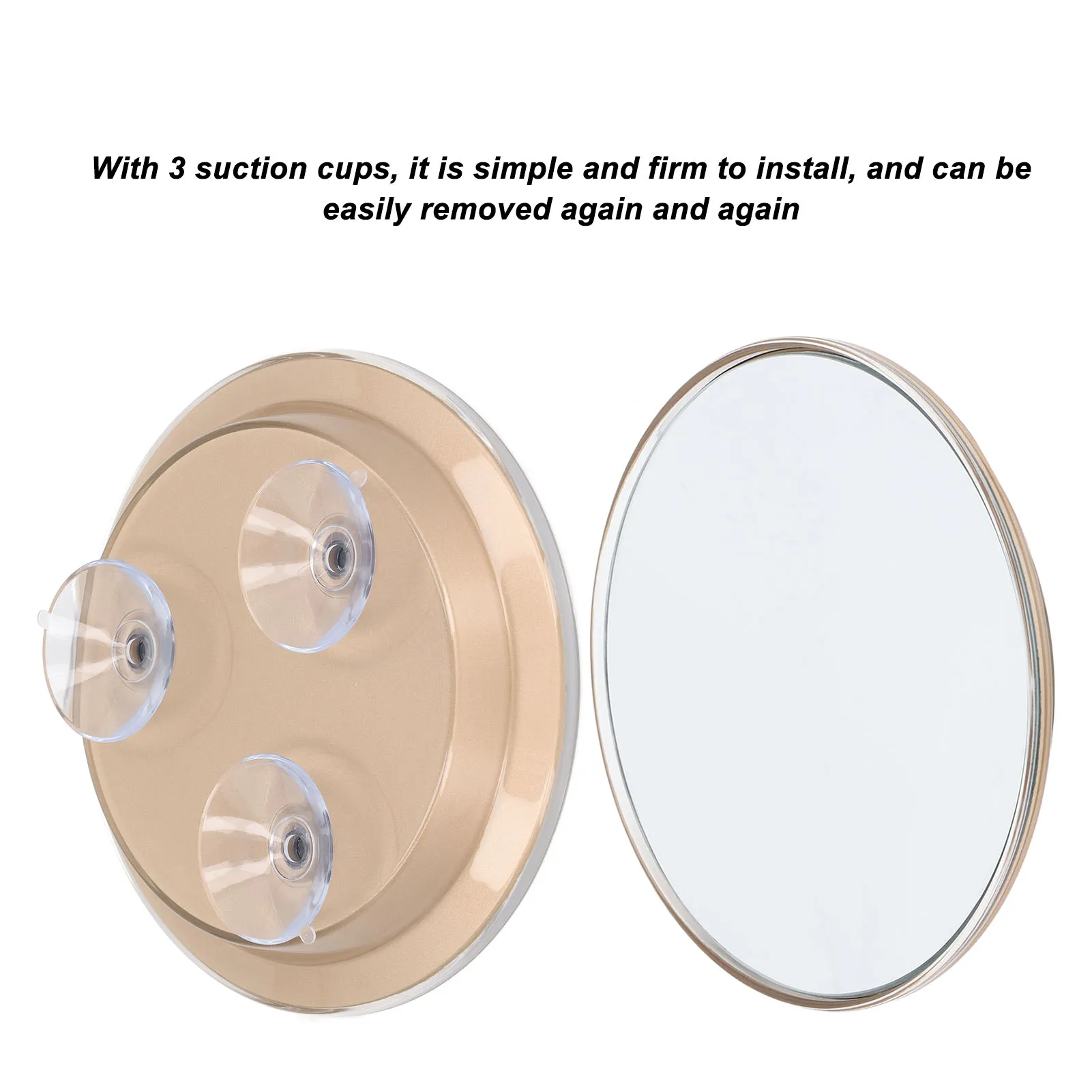 Espelho de ampliação redondo com ventosa para viagens, fácil de instalar, vidro ABS, leve face 30X