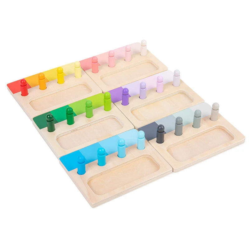 Montessori Board Color Plug Stick Educational Toy Training Color Development Discrimination Board Wooden Learning Toy New