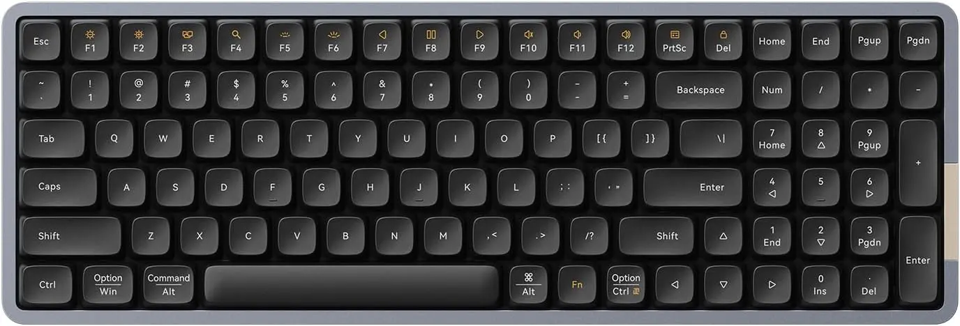 

Low Profile Mechanical Keyboard, 100 Keys Wireless with Bluetooth & Wired for Windows/Mac, Black Phantom Switches