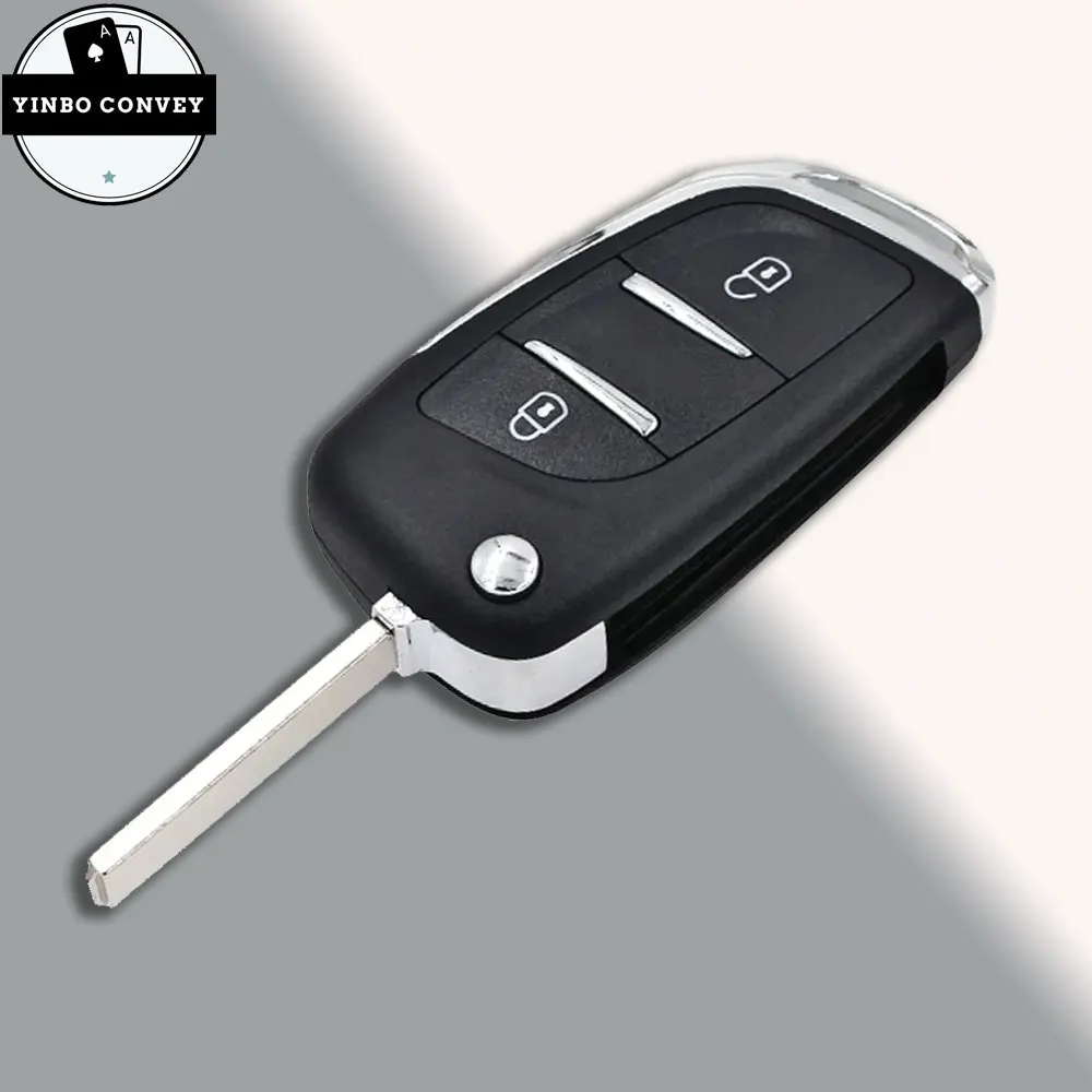 YINBO 2/3Buttons Modified Remote Car Key Shell For Peugeot 107 207 307 307S 308 407 607 Citroen C2 C3 C4 Fob VA2/HU83 Ce0523