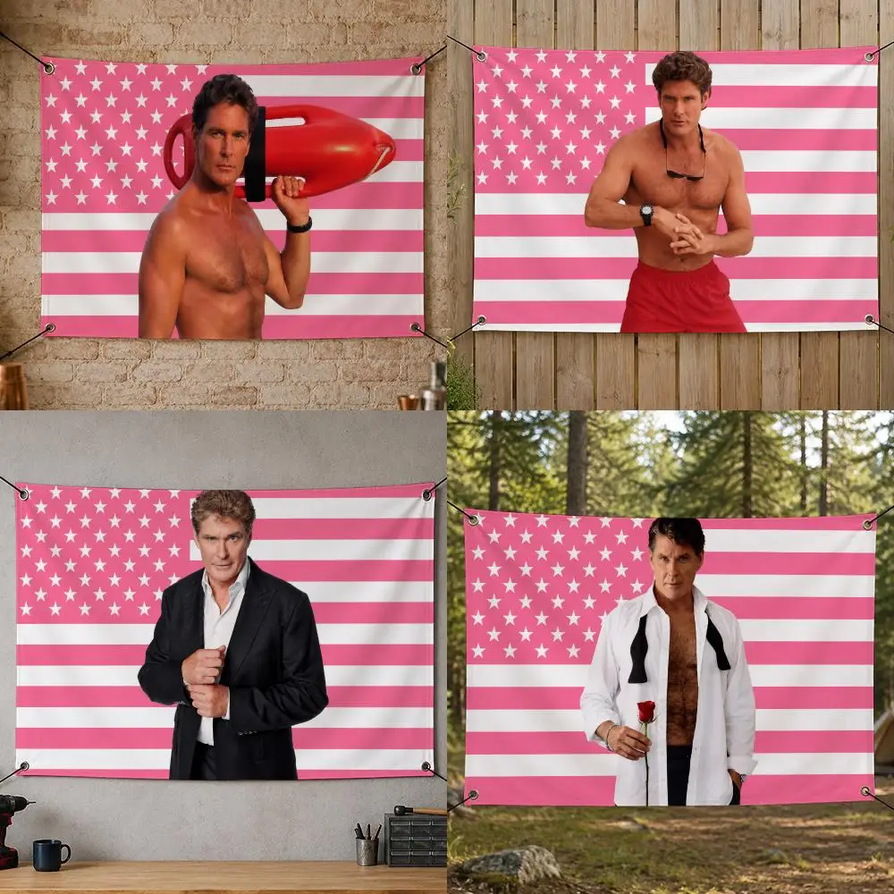 Actor H-Hasselhoff Flags Flag Banner for Bedroom Dorm Party Home Living Room Game Room Gift