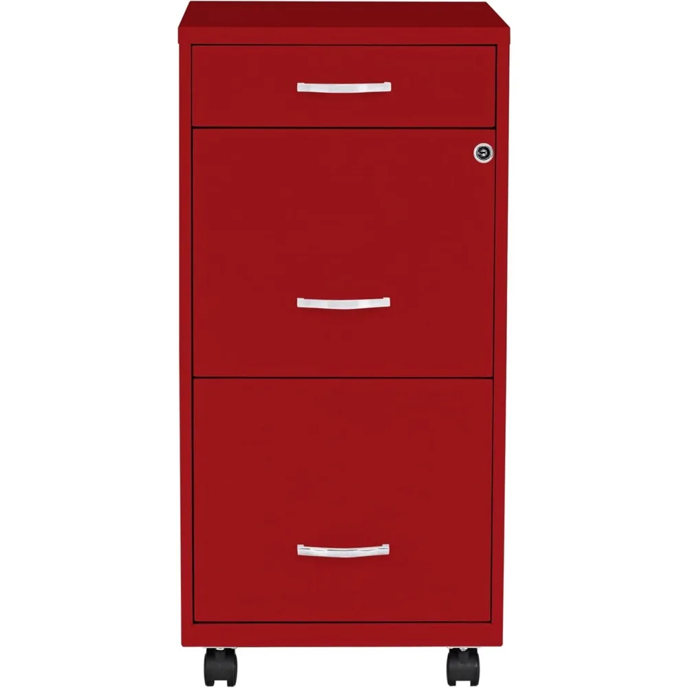 LYS SOHO Box/File/File Mobile Red File Cabinet, 3 Drawer