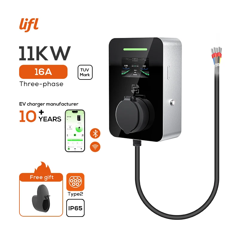 Lifl 22kw Wall Box Portable Car Charger with Bluetooth WiFi App AC Output Current for Charging New WiFi Enabled Car Charger