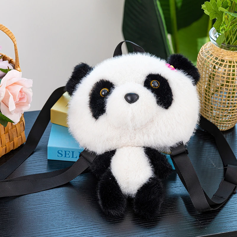 Mochila informal de felpa para niños, bolso de moda para niños, lindo Panda, muñeca