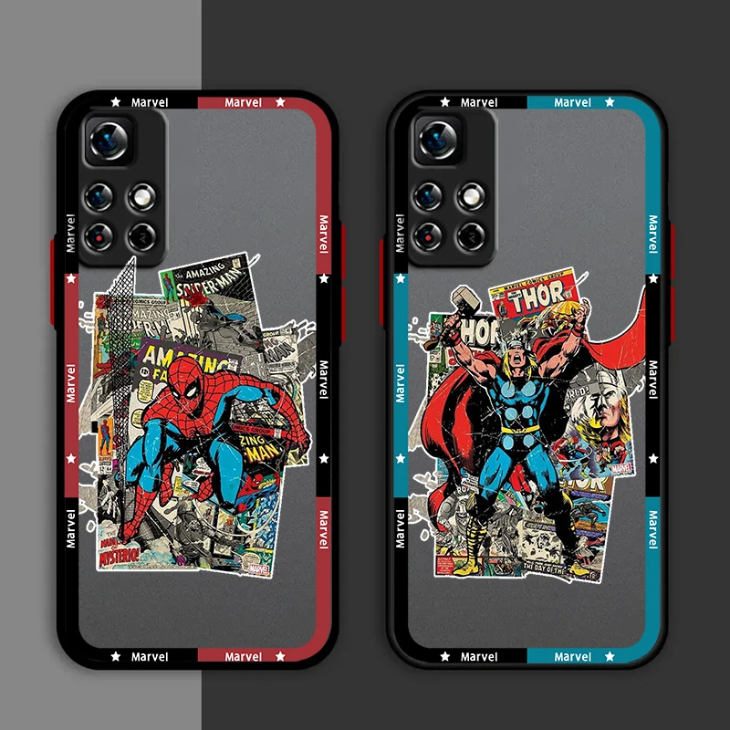 Marvel Avengers Comic Poster Phone Case For Redmi Note 13 12 11 10 Pro Plus S T Lite 4G 5G Matte Frosted Translucent Cover