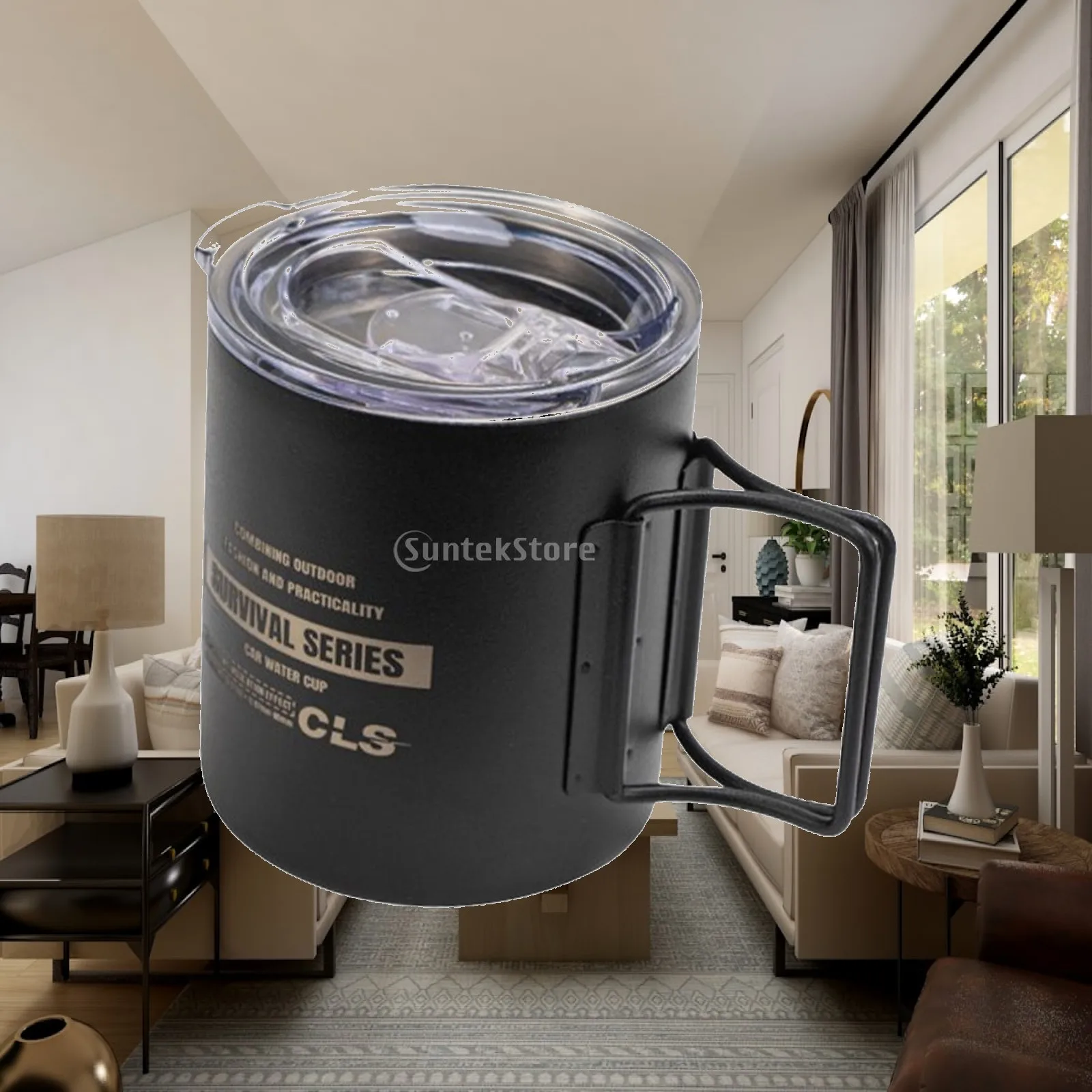 

Camping Mug Camping Cup Double Wall Vacuum Insulated with Folding Handle Travel Mug Lightweight Portable Cup for Travelling