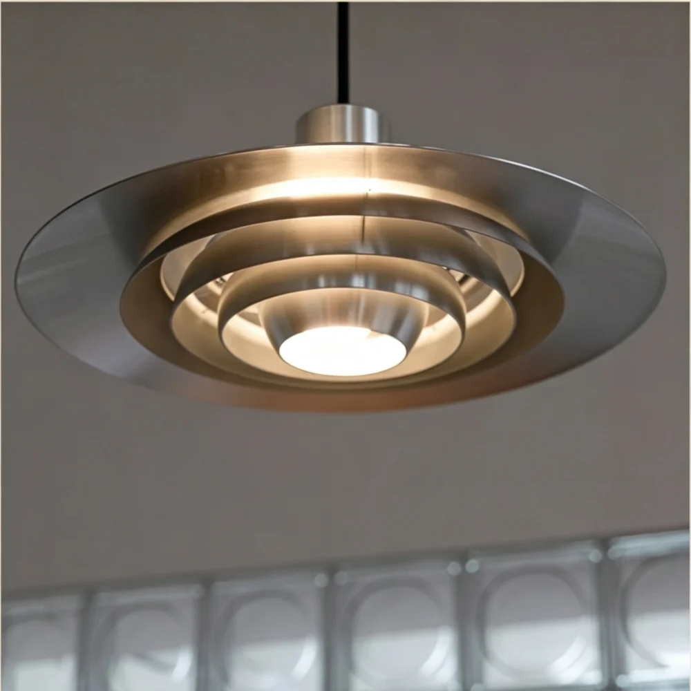 Nordic Minimalist Flying Saucer Pendant Light E27 Brushed Silver Aluminum Hanging Lamp Art Design Restaurant Bar Kitchen Lightin