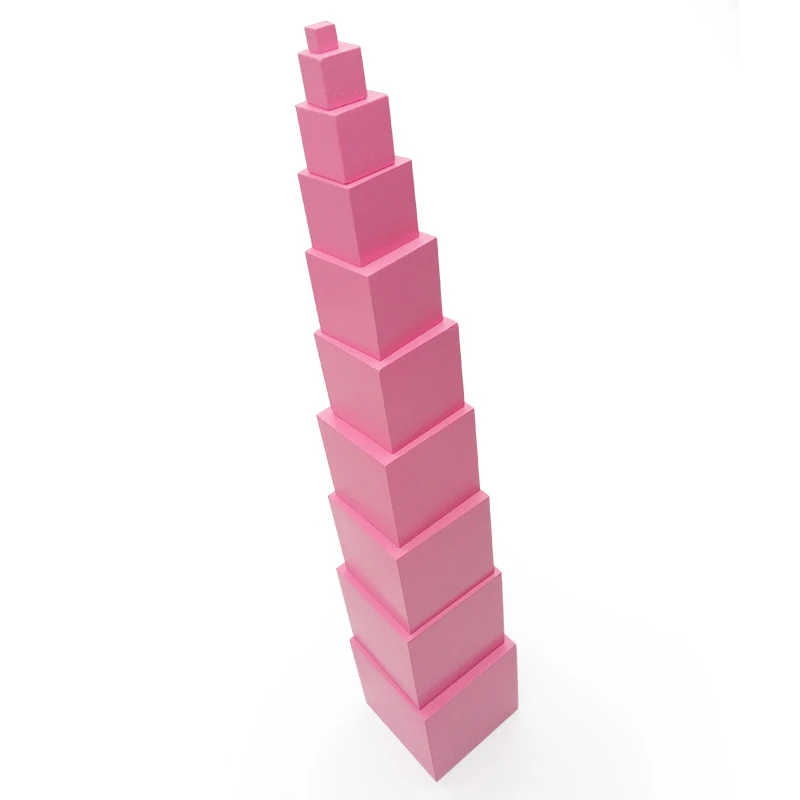 Montessori Sensory Toys Pink Tower Cubes Wooden Montessori Sensorial Materials Learning Educational Toys for Children ME2344H