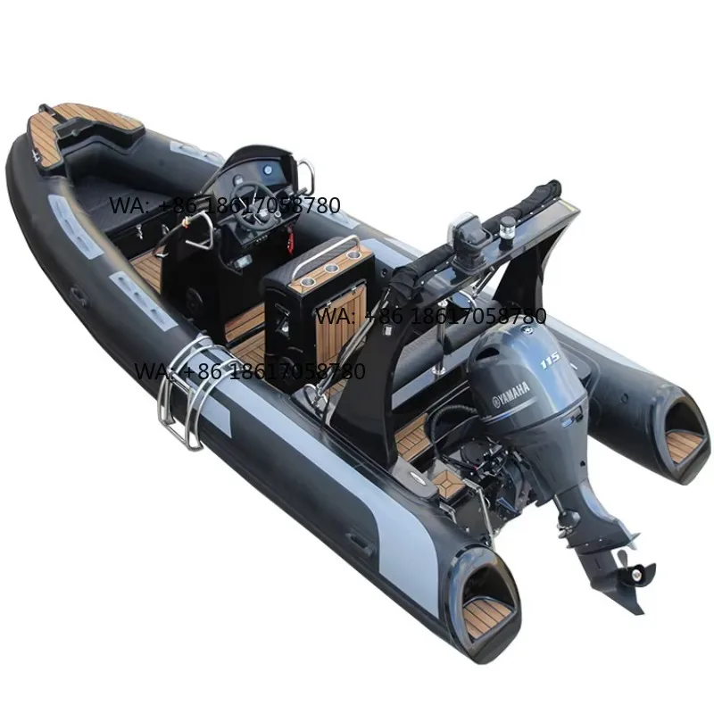 Factory Price 19ft Fiberglass Hull Inflatable Rigid Boat Hypalon PVC Deep V Semi-Rigid Yacht with CE Certification