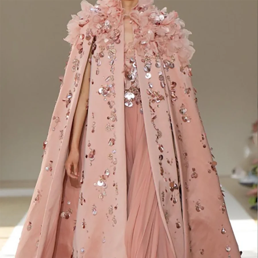 

Роскошные розовые накидки с блестками и бусинами без рукавов, плиссированные прямые вечерние платья, платья для дня рождения, выпускного вечера по индивидуальному заказу