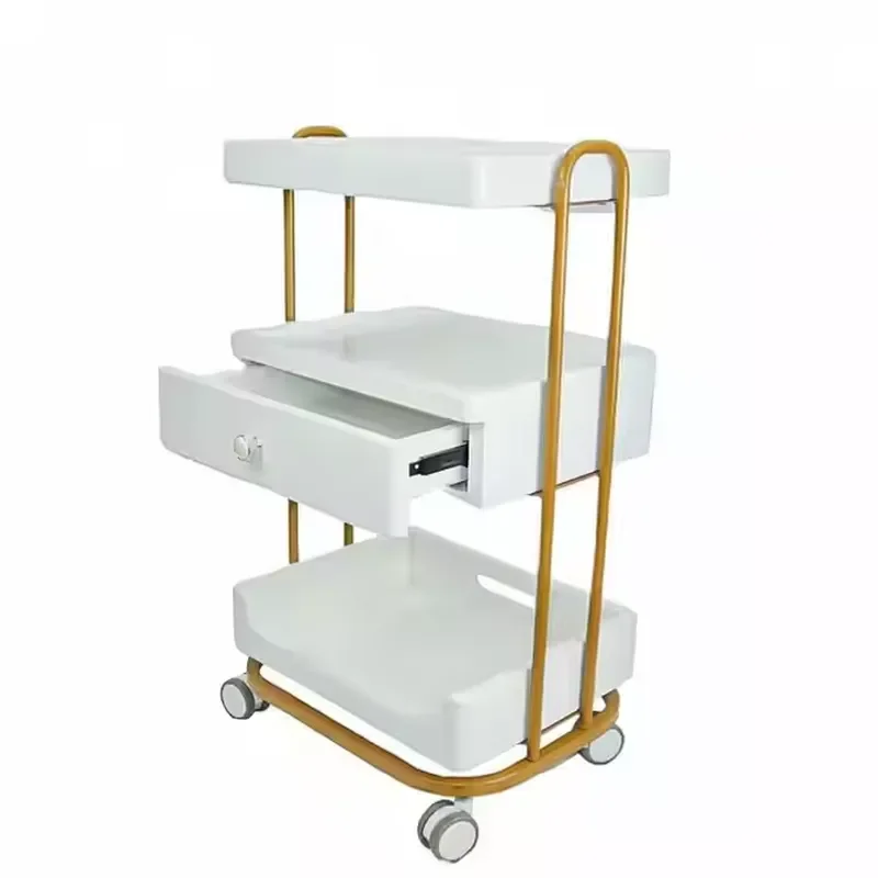 Barber Trolley Movable Super Strong Load Bearing Modern Golden Salon Furniture Trolley Barber Shop Hand Carts Trolleys