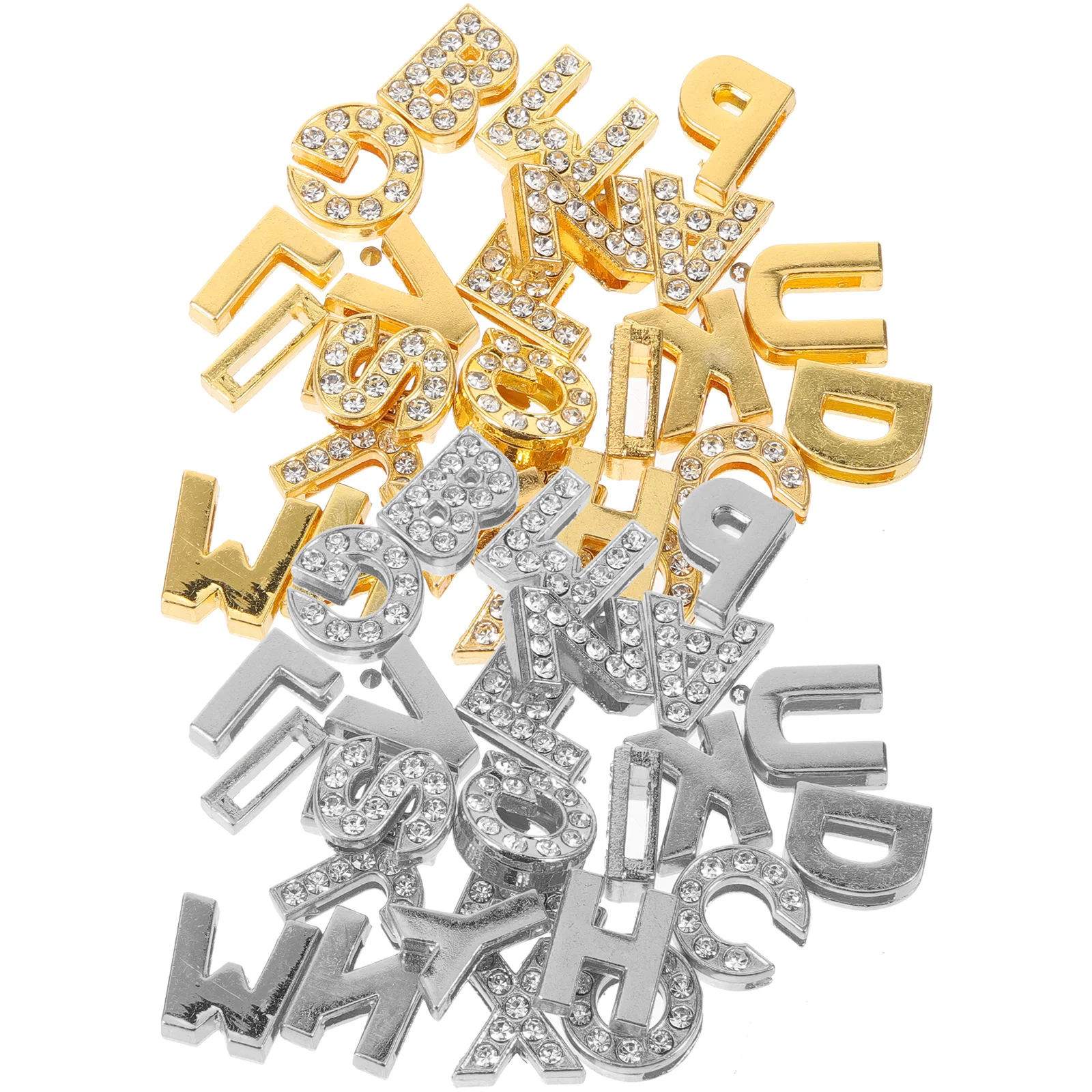 

48 Pcs Jewelry Accessories Chromium Gold Letter Charms English Letter Pendants DIY Bracelet Pendant naments Decorative Crafts