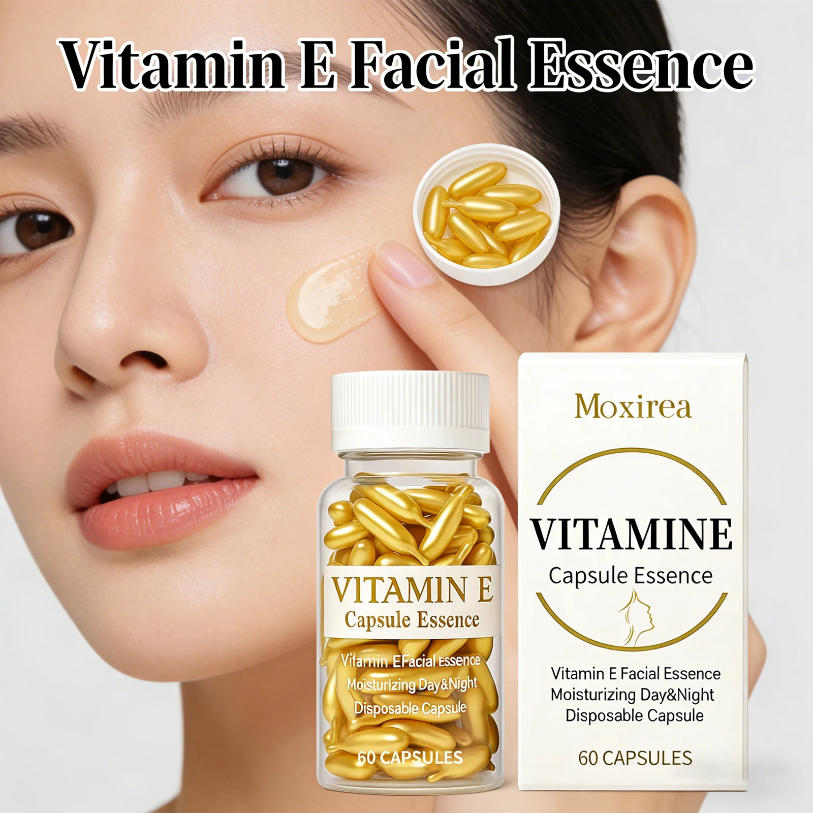 Cápsulas de Suero Facial con Vitamina E, Hidratación Profunda, Inhibe la Melanina, Atenúa las Líneas Finas, Reafirmante, Lifting, Esencia Regeneradora de la Piel Facial