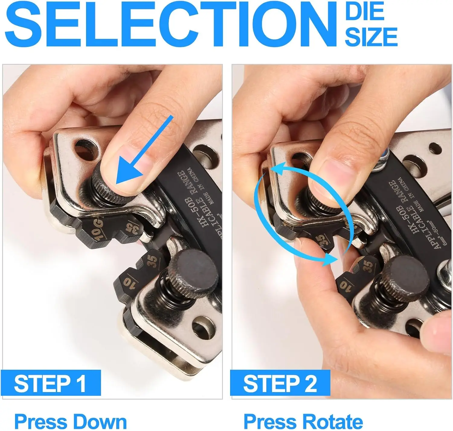 Batterijkabelcrimpergereedschap met 6 matrijzen voor AWG 10-1/0 meter, inclusief 60 stuks kabelschoenen en krimpkous