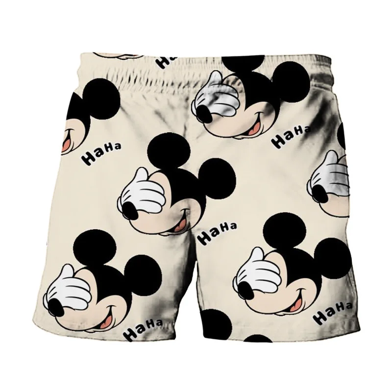 

Summer Harajuku New Disney Brands Cute Stitch and Mickey Minnie Anime Print Men Swimwear Beach Shorts Fashion Casual Kids Shorts