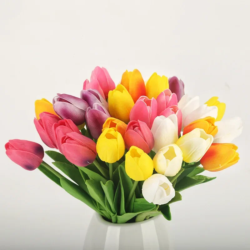 

Rose Pink Silk Tulip Artificial Flowers Bouquet 1pc Cheap Fake Flowers for Home Hotel Wedding Decoration Indoor 18 Colors Rose
