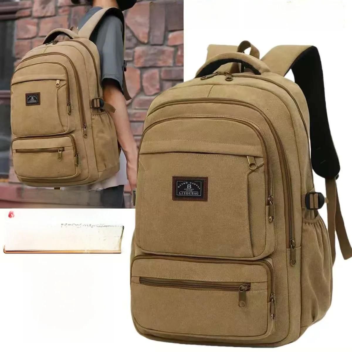 

Thickened Canvas Large Capacity Outdoor Wear-resistant Double Shoulder Bag Leisure Travel Backpack Business Work Laptop Backpack