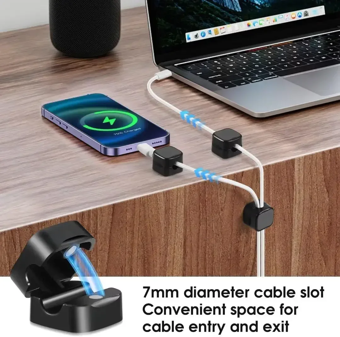 Organizzatore di clip per cavi magnetici Supporto per cavi adesivi Gestione dei cavi Custodia per cavo di ricarica USB per telefono da ufficio domestico Scrivania da parete per auto