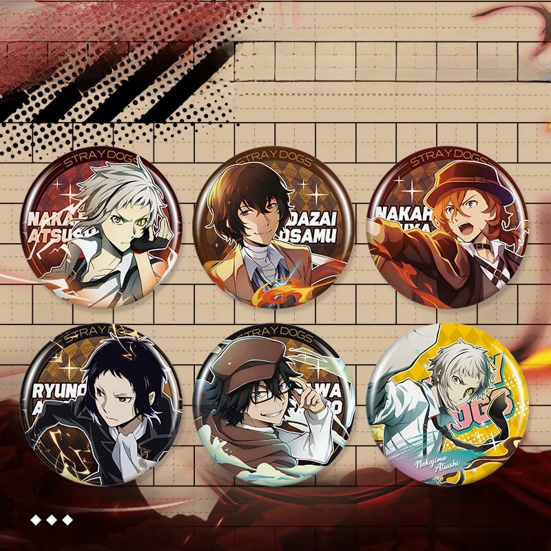 Nakajima Atsushi Dazai Osamu Ryunosuke Akutagawa Nakahara Chuuya Anime Character Double Flash Laser Badge Cartoon Bar Ji Guzi