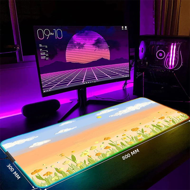 

Painting Large RGB Mouse Pad Gaming Mousepads LED Mouse Mat Gamer Desk Mats Rubber Table Rug With Backlit Desk Pads