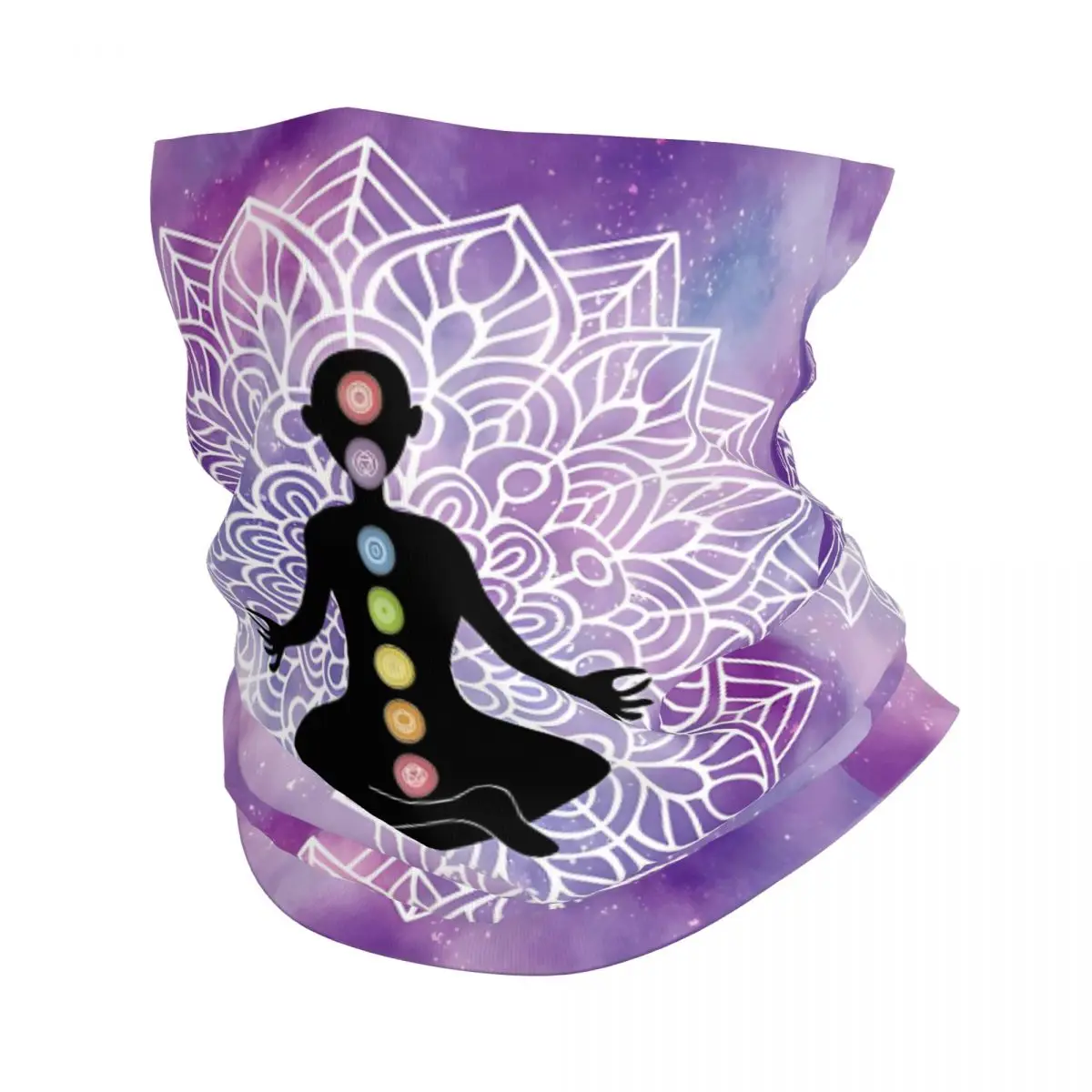 Chakra Meditation Mandala Flower Colors Human Body Balance Yoga Scarf Neckerchief Neck Face Mask Polyester