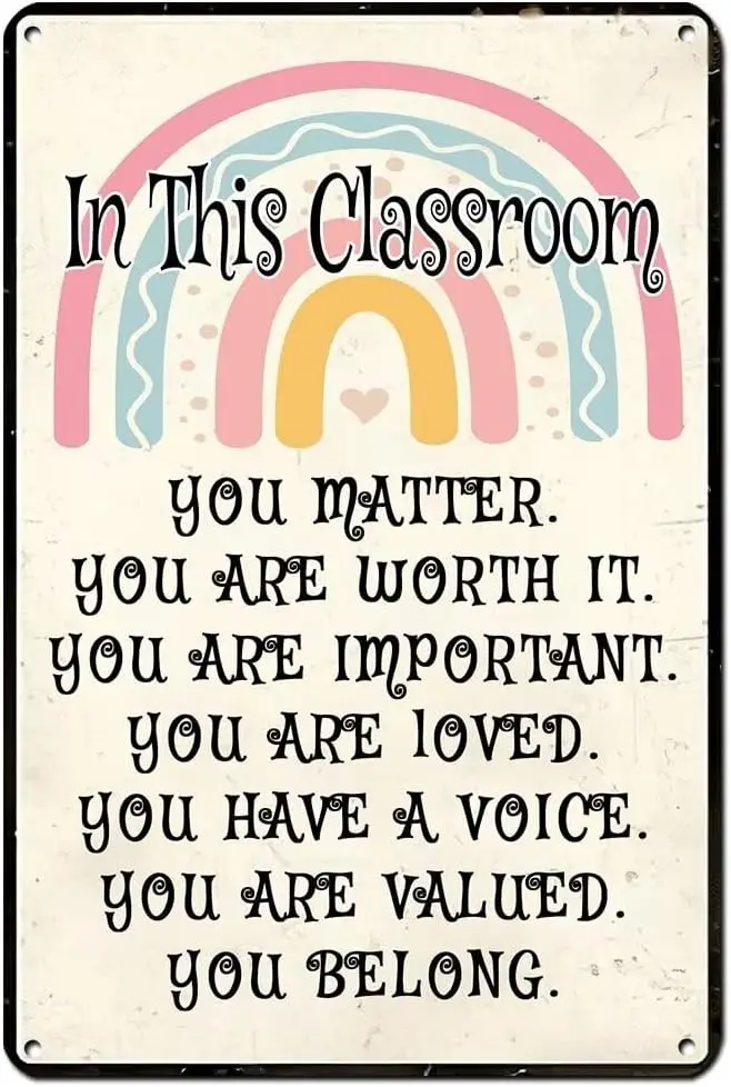 Y1,Funny Metal Tin Sign, In This Classroom Poster Decoration for School Quotes Office Wall Decor sign