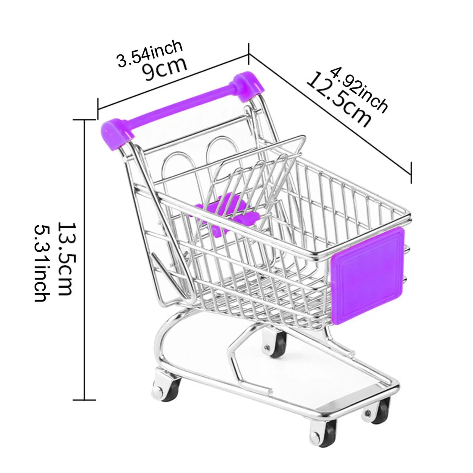 Mini รถเข็นซูเปอร์มาร์เก็ตโลหะ Handcart ของเล่นตุ๊กตาอุปกรณ์ตกแต่งบ้านตุ๊กตาร้านขายของชําสาวของขวัญ Desktop Organizer