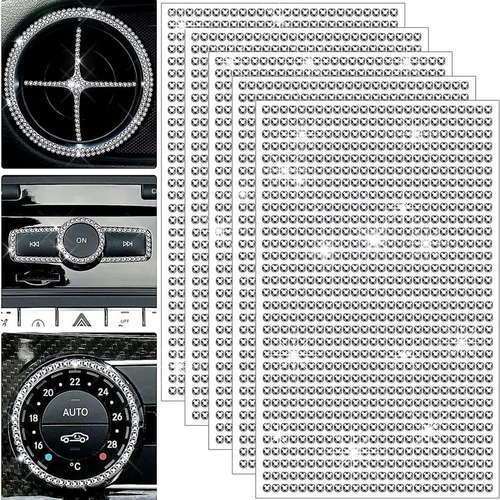 Automobile Rhinestone Sticker 4mm Car Rhinestone Stickers Self-adhesive Sparkling Bling Decals Multi-functional Handmade Craft